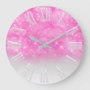Grande Horloge Ronde Princesse blanche d'étincelle d'effet lumineux