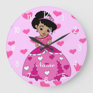 Grande Horloge Ronde Princesse Illustration de coeur
