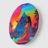 Grande Horloge Ronde Princesse psychédélique à pyramide rose (Angle)