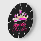 Grande Horloge Ronde Princesse Tiara personnalisée (Angle)