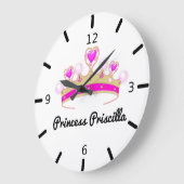 Grande Horloge Ronde Princesse Tiara personnalisée (Angle)