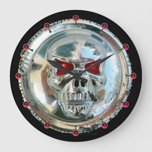 Grande Horloge Ronde PRINTED CHROME SKULL Red Ruby Gems (Recto)