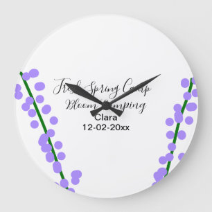 Grande Horloge Ronde printemps frais camping fleurs de lavande nom date