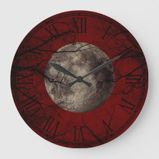 Grande Horloge Ronde Prints Spooky Moon Halloween