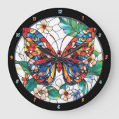 Grande Horloge Ronde Prism of Nature" - Papillon en verre (Recto)