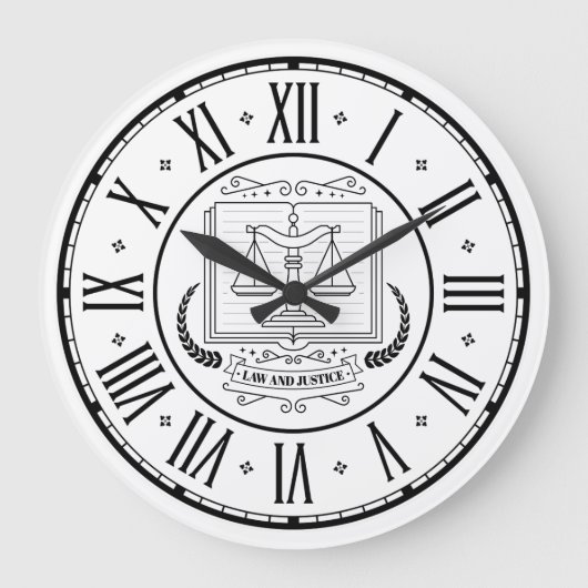 Grande Horloge Ronde PROCUREUR DE DROIT | Blanc noir (Recto)