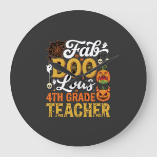 Grande Horloge Ronde Professeur de 4e année Faboolous Halloween