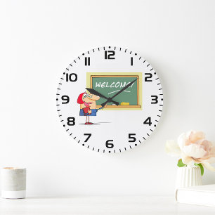 Grande Horloge Ronde Professeur de dessin animé drôle Bienvenue au reto
