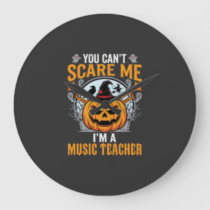 Grande Horloge Ronde Professeur de Musique Halloween Citrouille Effraya