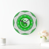 Grande Horloge Ronde Prosperity Green YinYang FengShui Accueil Décor Ho (Maison)