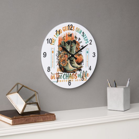 Grande Horloge Ronde Proverbes 16:9 (Bureau)