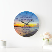 Grande Horloge Ronde Proverbes 3:5-6 Confiance dans l'Éternel chrétien (Maison)