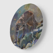 Grande Horloge Ronde Prowling Cougar Mountain Lion Art Design (Angle)