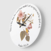 Grande Horloge Ronde Psaume 118:24 et Blue Winged Yellow Warbler Bird (Angle)