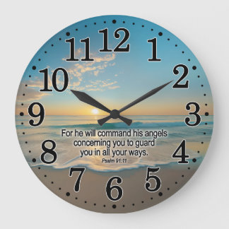 Grande Horloge Ronde Psaume 91:11 Ses Anges Vous Garderont Bible Verse