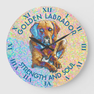 Grande Horloge Ronde Psychédélic Labrador Retriever