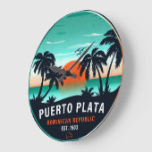 Grande Horloge Ronde Puerto Plata Dominicaine Retro Sunset Souvenir 60s (Angle)