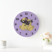 Grande Horloge Ronde Pug hug (Maison)