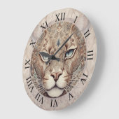 Grande Horloge Ronde Puma Face Surreal Art (Angle)