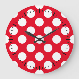 Grande Horloge Ronde Punkte Weiss Rot