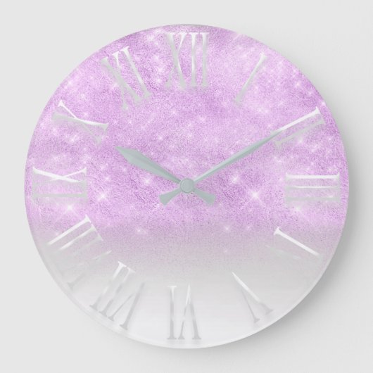 Grande Horloge Ronde Purple Bright Parties scintillant effet White Spar (Recto)