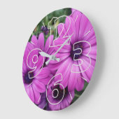 Grande Horloge Ronde Purple daisies (Angle)