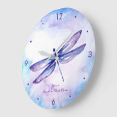 Grande Horloge Ronde Purple Dragonfly Clocks and Unique Home Venin (Angle)