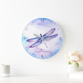 Grande Horloge Ronde Purple Dragonfly Clocks and Unique Home Venin (Maison)