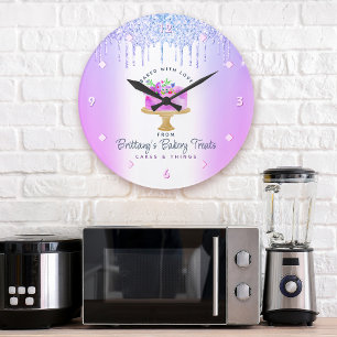 Grande Horloge Ronde Purple Gâteau Boulangerie Parties scintillant Drid