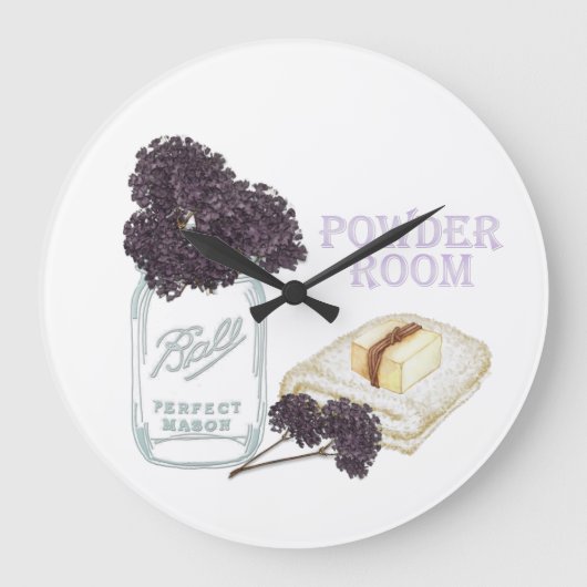 Grande Horloge Ronde Purple hydrangea Round Bathroom Wall Clock (Recto)