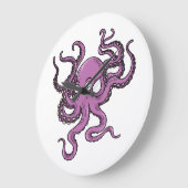 Grande Horloge Ronde Purple Octopus (Angle)