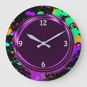 Grande Horloge Ronde Purple, Regarder Métallurgique, Effet Néon, Horlog
