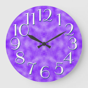 Grande Horloge Ronde Purple Ripple Pattern Elegant Oversize Numbers