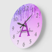 Grande Horloge Ronde Purple Sparkle (Angle)