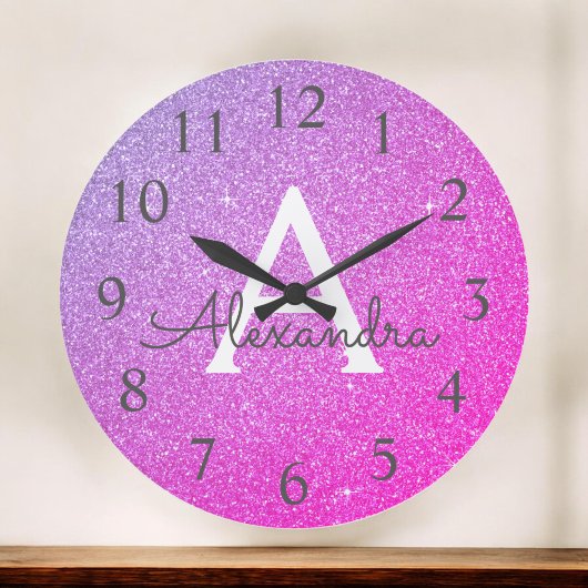 Grande Horloge Ronde Purple Sparkle