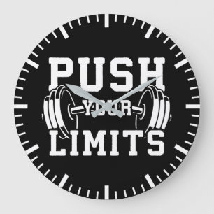 Grande Horloge Ronde Push Your Limits - Gym entraînement Motivation