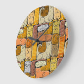 Grande Horloge Ronde Puzzle Funny Chats House sans joint (Angle)