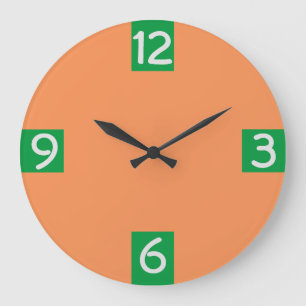 Grande Horloge Ronde Quarterly digits verts minimalistes graphic