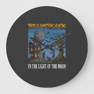 Grande Horloge Ronde Quelque Chose de Chasse Lumière Lune Halloween Mai