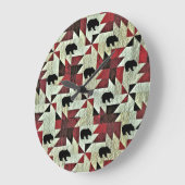 Grande Horloge Ronde Quilt d'ours noir (Angle)