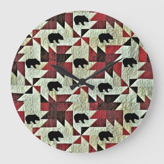 Grande Horloge Ronde Quilt d'ours noir (Recto)