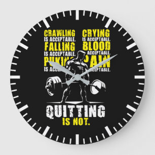 Grande Horloge Ronde Quitter N'Est Pas Acceptable - Gym Motivationnel