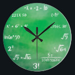 Grande Horloge Ronde Quiz d'équation mathématique pour Geek<br><div class="desc">Taille plus grande pour l'horloge du Docteur Sheldon Cooper.</div>