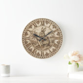 Grande Horloge Ronde Rabbit Wall Clock – Wood-Burned Style (Maison)