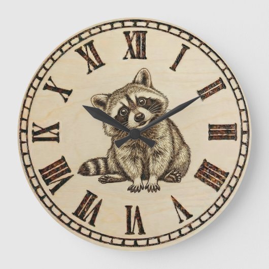 Grande Horloge Ronde Raccoon Wall Clock (Recto)