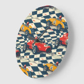 Grande Horloge Ronde Race Car Themed Clock (Angle)