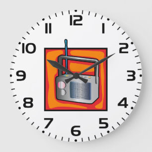 Grande Horloge Ronde Radio Art Pop Rétro des Années 80 Vibrant Vintage
