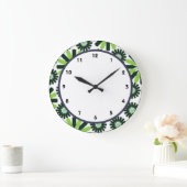 Grande Horloge Ronde radio vintrtro green floflower round clock (Maison)