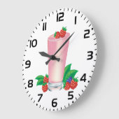 Grande Horloge Ronde Rafraîchir Berry Smoothie Boisson Rose (Angle)
