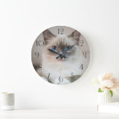 Grande Horloge Ronde Ragdoll bleu chat (Maison)